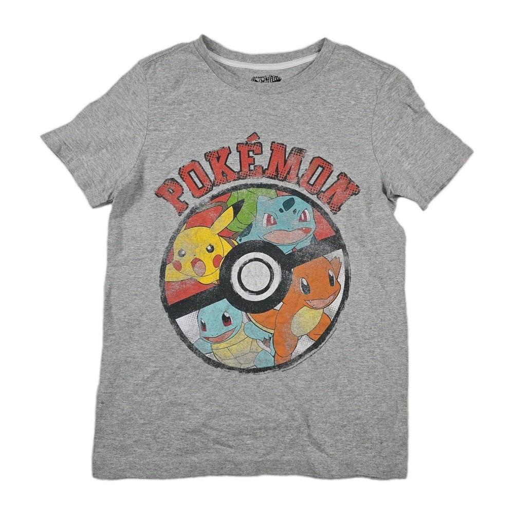 Old Navy Collectabilitees Pokemon Kids Size Large Gray Distressed Logo‎